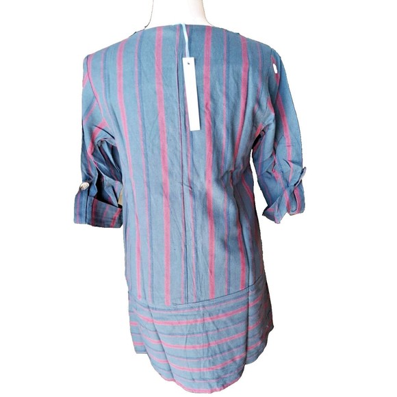 NEW she & sky dress Sz  Small Hunter Green & Red stripes long sleeves NWT - Picture 3 of 8